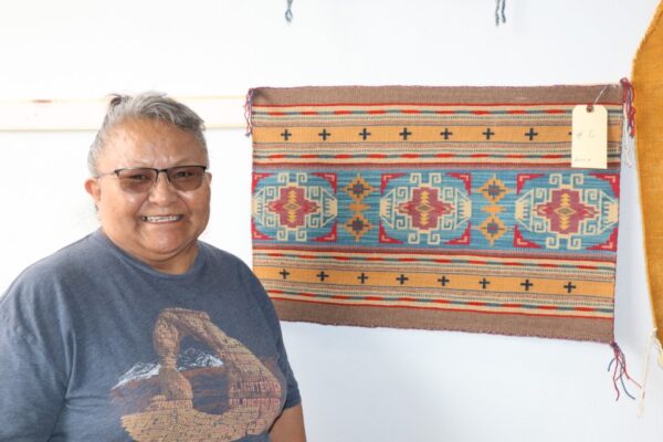 Gloria Begay with her Chief Blanket Variant